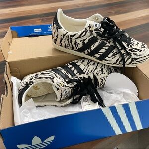 Adidas Black and White Animal Print Sneakers